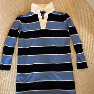 Tommy Hilfiger Long Sleeve Rugby Dress - Light Blue, Navy & White